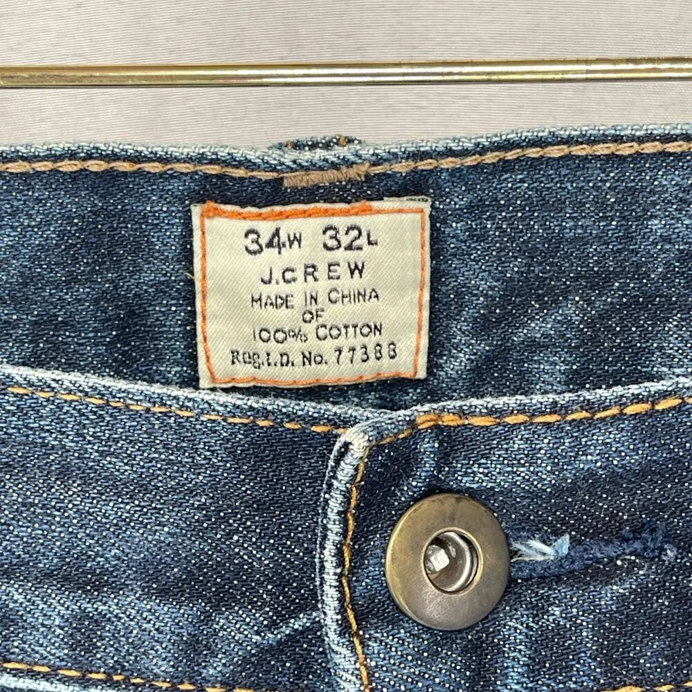 J.Crew Vintage Bootcut Denim Blue Jeans Men's 34x32 Wash 100% Cotton